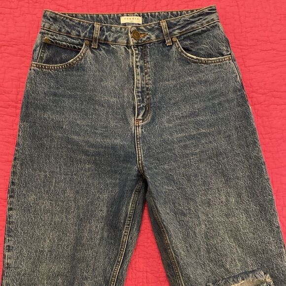 Sandro Blue Straight Leg Jeans with Distressed Details. uA4 - Picture 2 of 9